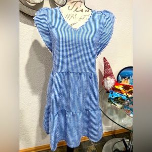 Blue checkered dress size Medium